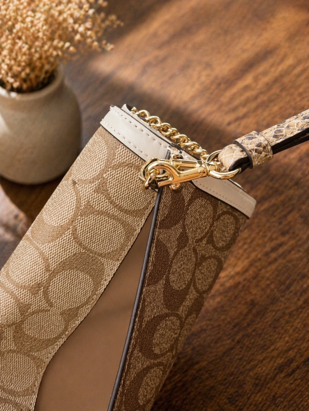 Coach Beige Signature Canvas Crossbody with Chalk Trim - Picture 6 of 7